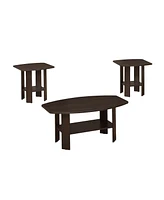 Set of 3 Wood Coffee Tables with Shelf – Functional Nesting Design