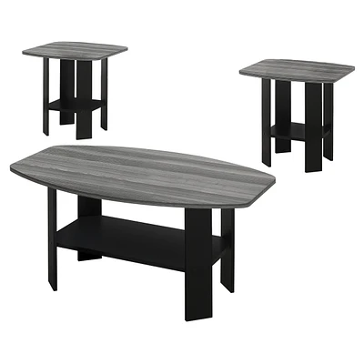 Set of 3 Wood Coffee Tables with Shelf – Functional Nesting Design
