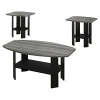 Set of 3 Wood Coffee Tables with Shelf – Functional Nesting Design
