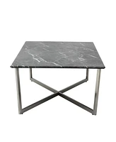 Faux Marble Rectangular Coffee Table for Modern Living Room Decor