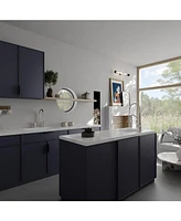 Modern Double Handle 2 Holes Deck Mount Bridge Kitchen Faucet With 360 Swivel Spout Sink Brushed Nickel