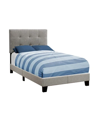 Stylish Tufted Linen Bed Frame with Nailhead Trim for Bedroom Decor
