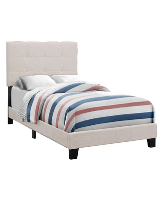 Stylish Tufted Linen Bed Frame with Nailhead Trim for Bedroom Decor