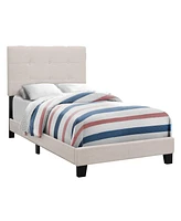Stylish Tufted Linen Bed Frame with Nailhead Trim for Bedroom Decor