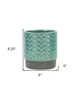 Ceramic Round Pot Planter with Geometric Design – Indoor/Outdoor Use