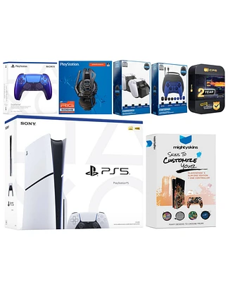 Sony Playstation 5 Slim Disc with Extra Volcanic Red Controller, Plantronics Headset, Gamer Kit, Charge Dock and MightySkins Decal Voucher + 2 Year Cp