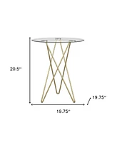 Geometric Clear Glass and Gold Round Table