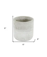 Cement Round Planter with Geometric Pattern – Versatile Pot for Home & Garden