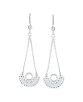 Bling Jewelry Boho Tribal Dangle Earrings Curved Half Moon Teardrop Sterling Silver Hooks