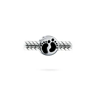 Bling Jewelry Family Tiny Feet Foot Prints Charm Bead .925 Sterling Silver