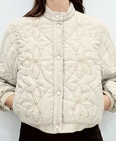 Mango Women's Floral Embroidered Padded Jacket