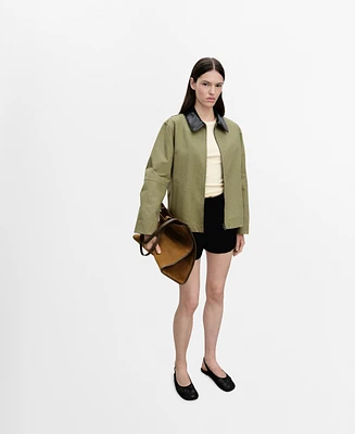 Mango Women's Contrast Collar Cotton Jacket