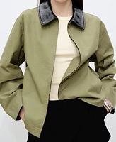 Mango Women's Contrast Collar Cotton Jacket