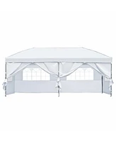 10x20 Pop Up Canopy Tent with Sidewalls & Wheeled Bag (White)