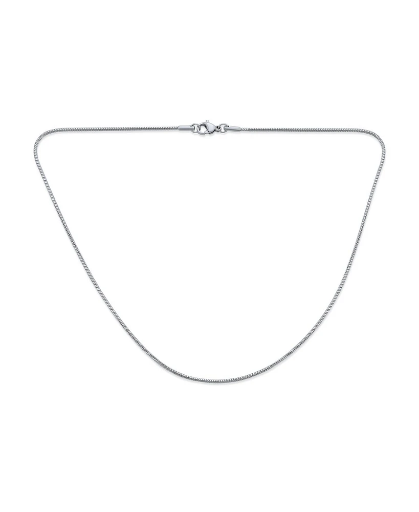 Bling Jewelry Strong 1.5MM Silver Tone Stainless Steel Thin Magic 8 Sided Snake Chain Necklace 16 18 20 24 30 Inch