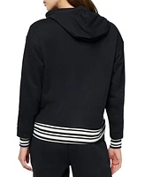 Three Dots Women's Striped Trim Pullover Hoodie