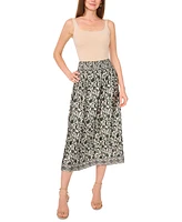 Vince Camuto Women's Floral-Print Smocked-Waist Skirt