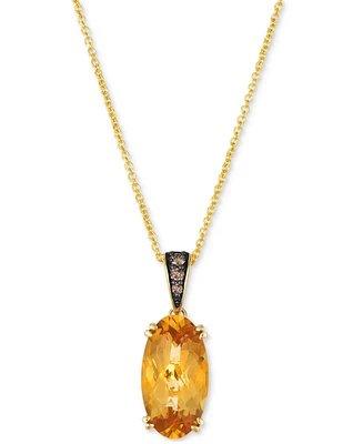 Le Vian Chocolatier Cinnamon Citrine (2-1/2 ct. t.w.) & Chocolate Diamond (1/20 ct. t.w.) Pendant Necklace in 14k Yellow Gold, 20"