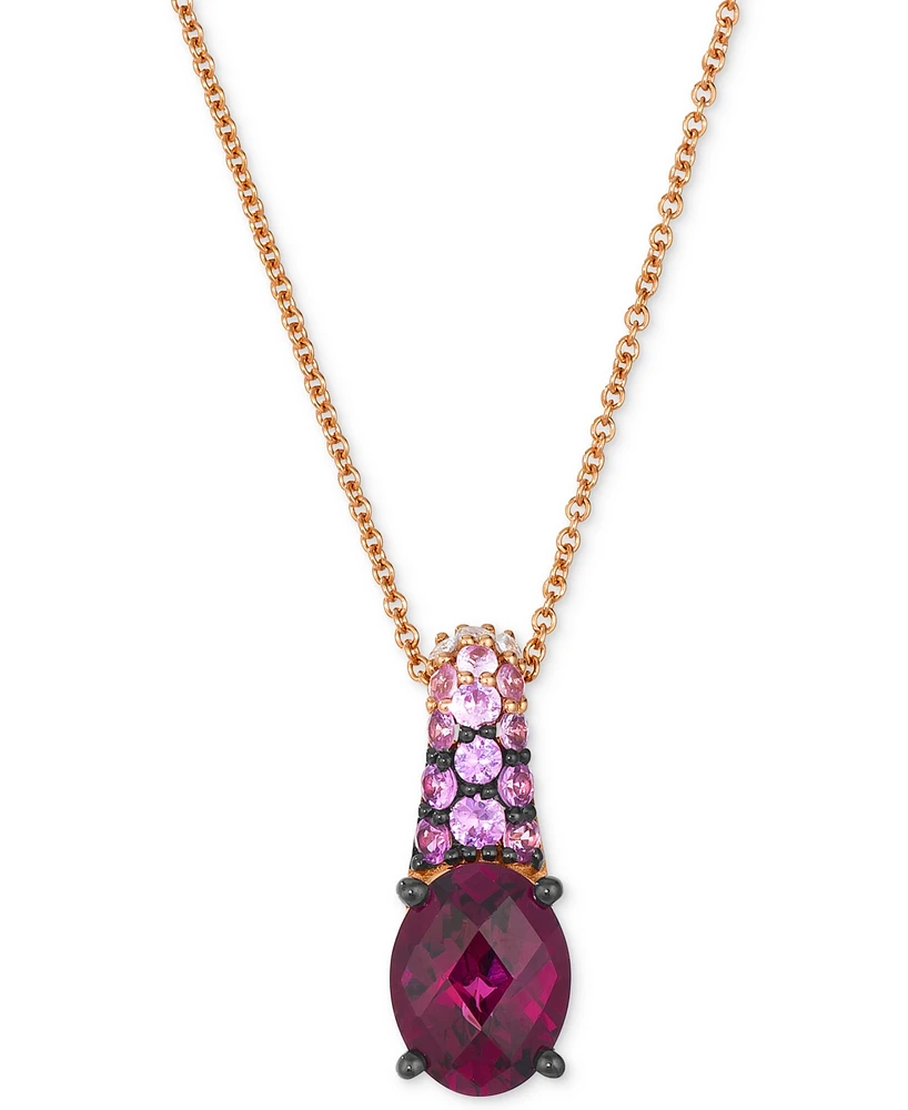 Le Vian Raspberry Rhodolite (2-1/4 ct. t.w.), Pink Sapphire Ombre (1/3 ct. t.w.) & White Sapphire (1/20 ct. t.w.) Pendant Necklace in 14k Rose Gold, 2