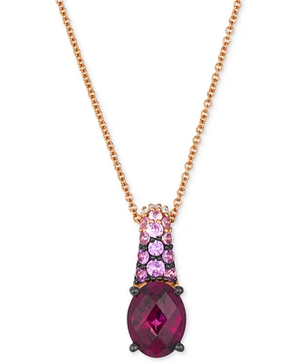 Le Vian Raspberry Rhodolite (2-1/4 ct. t.w.), Pink Sapphire Ombre (1/3 ct. t.w.) & White Sapphire (1/20 ct. t.w.) Pendant Necklace in 14k Rose Gold, 2