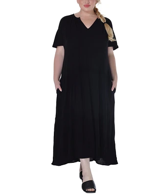 Ravyia Plus Short-Sleeve Textured Cover-Up Dress
