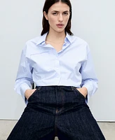 Mango Women's Seam Detail Striped Crop Shirt