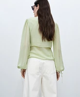 Mango Women's Bow Details Combined Blouse