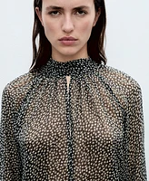 Mango Women's Ruffled Floral-Print Blouse