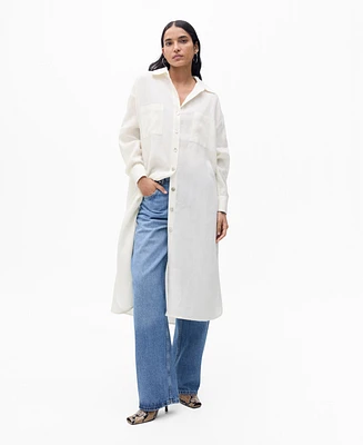 Mango Women's Linen Long Shirt