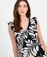 Anne Klein Women's Printed Sleeveless V-Neck Midi Dress