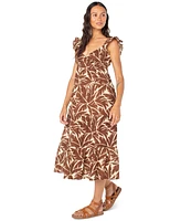 Roxy Juniors' Palmy Days Cotton Printed Tiered Midi Dress
