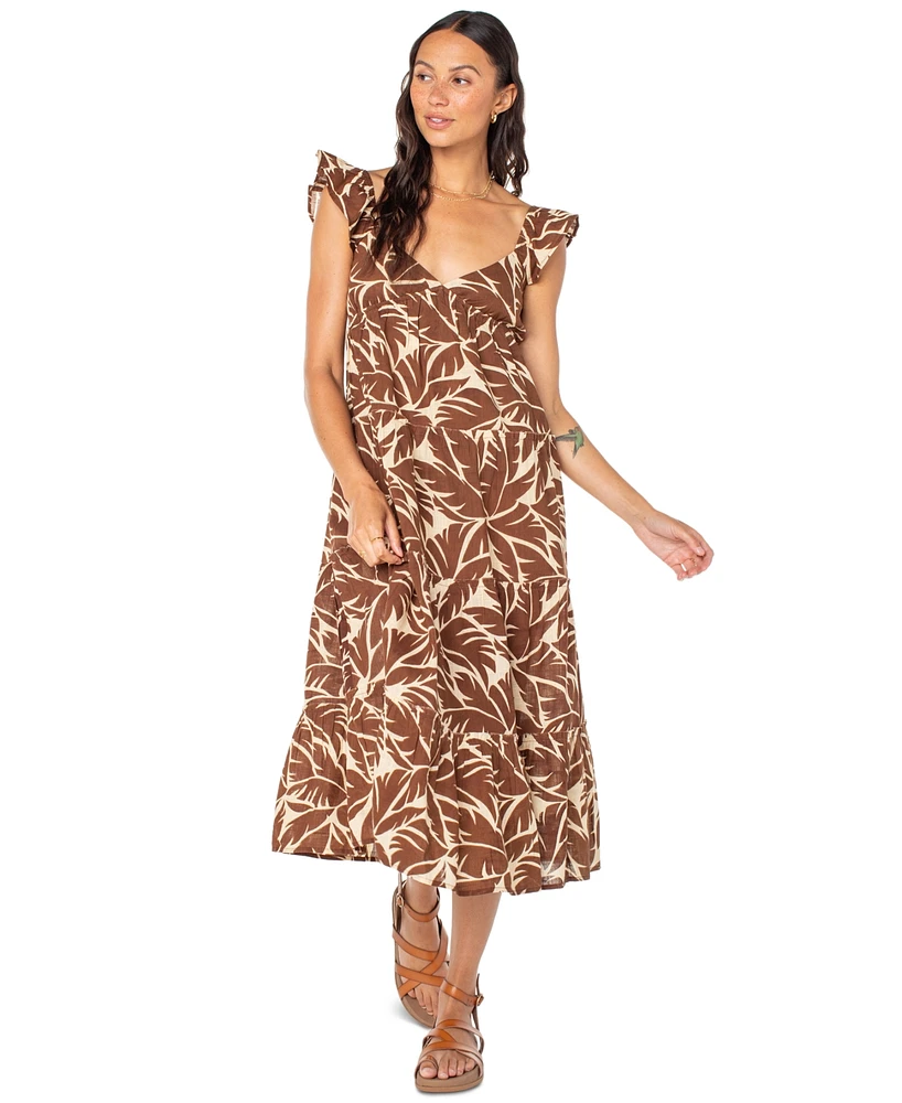 Roxy Juniors' Palmy Days Cotton Printed Tiered Midi Dress