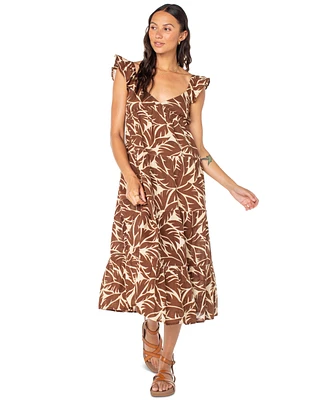 Roxy Juniors' Palmy Days Cotton Printed Tiered Midi Dress
