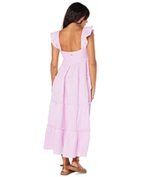 Roxy Juniors' Palmy Days Cotton Smocked-Back Tiered Midi Dress