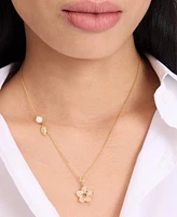 kate spade new york Gold-Tone Pastel Petals Pendant Necklace, 16" + 3" extender