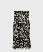 Mango Women's Long Flared Floral Skirt