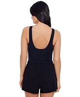 Shape Solver Sport by Mimi Flamingo Women's High-Neck Runaround Romper Swimsuit