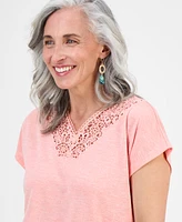 Style & Co Petite Lace-Trim Cap-Sleeve Top, Exclusively at Macy's
