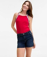 Tommy Hilfiger Womens Ruffle Trim Tank Top Greenwich Sailor Jean Shorts