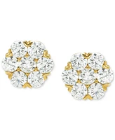 Diamond Cluster Stud Earrings (2 ct. t.w.) in 14k Yellow Gold