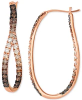 Le Vian Chocolate Ombre Diamond (1-1/2 ct. t.w.) & Nude Diamond (5/8 ct. t.w.) Hoop Earrings in 14k Rose Gold