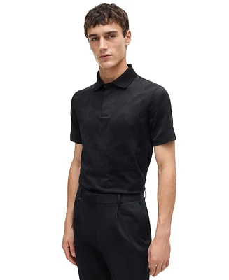 Boss by Hugo Boss Men's Houndstooth Jacquard Slim-Fit Polo Shirt