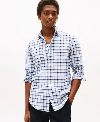 Tommy Hilfiger Men's Relaxed Fit Long Sleeve Heritage Check Button-Down Oxford Shirt