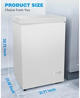 Cowsar 3.5 Cu.Ft Chest Freezer with Removable Basket and Bottom Defrost Water Drain Freestanding Top Open Door, Deep Freezer, Mini Freezer with Adjust