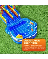 JumpOrange Oasis Commercial Grade Inflatable Water Slide with Detachable Deep Pool (with Blower), Outdoor Indoor, Wet Dry Use, Tall Waterslide, Kids P