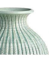 11" Graffio Petite Decorative Ceramic Handmade Artisan Ribbed Pattern Floral Vase All Seasons Spring Springtime Italian Centerpiece Home Living Room C
