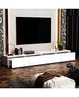 Tv stand with 4 drawers, media console with feet, entertainment center in white wood