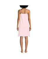 Lands' End Women's Cotton Interlock Tank Above the Knee Nightgown with Embroidery