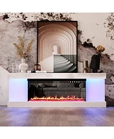 40-inch electric fireplace, recessed fireplace,1500W,white Tv stand