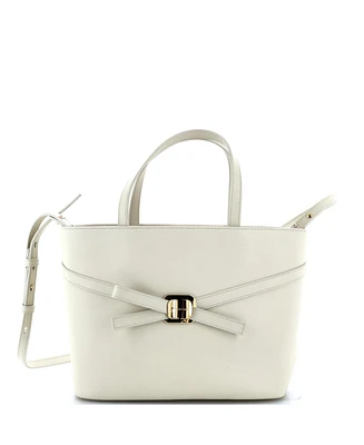 Pre-Owned Salvatore Ferragamo Small Front Cross Bow Shopper Tote Leather
